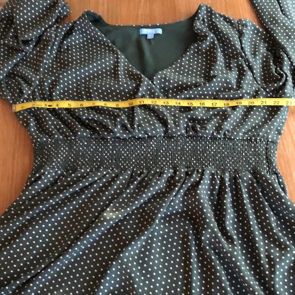 Draper James RSVP Green Polka Dot Smocked Waist Long Sleeve Midi Dress Size 1X - Picture 11 of 12